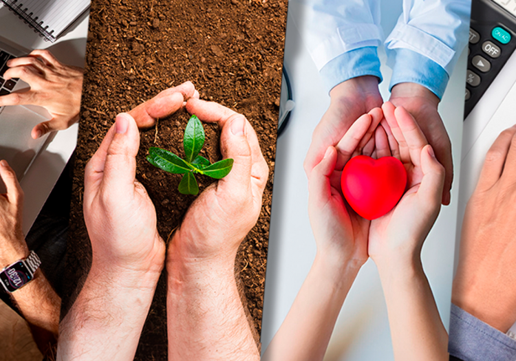 A abrangência do cooperativismo: muito além do agrícola | mãos simbolizando diversos campos do cooperativismo | Corporis Brasil