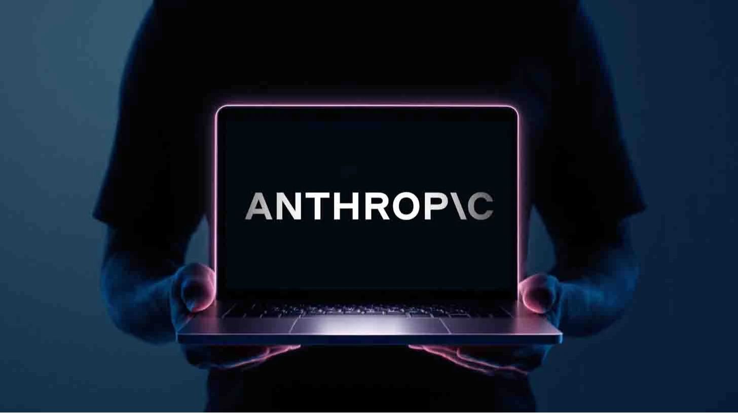 Logo da Anthropic com o nome da empresa e um símbolo abstrato, representando inteligência artificial e inovação.