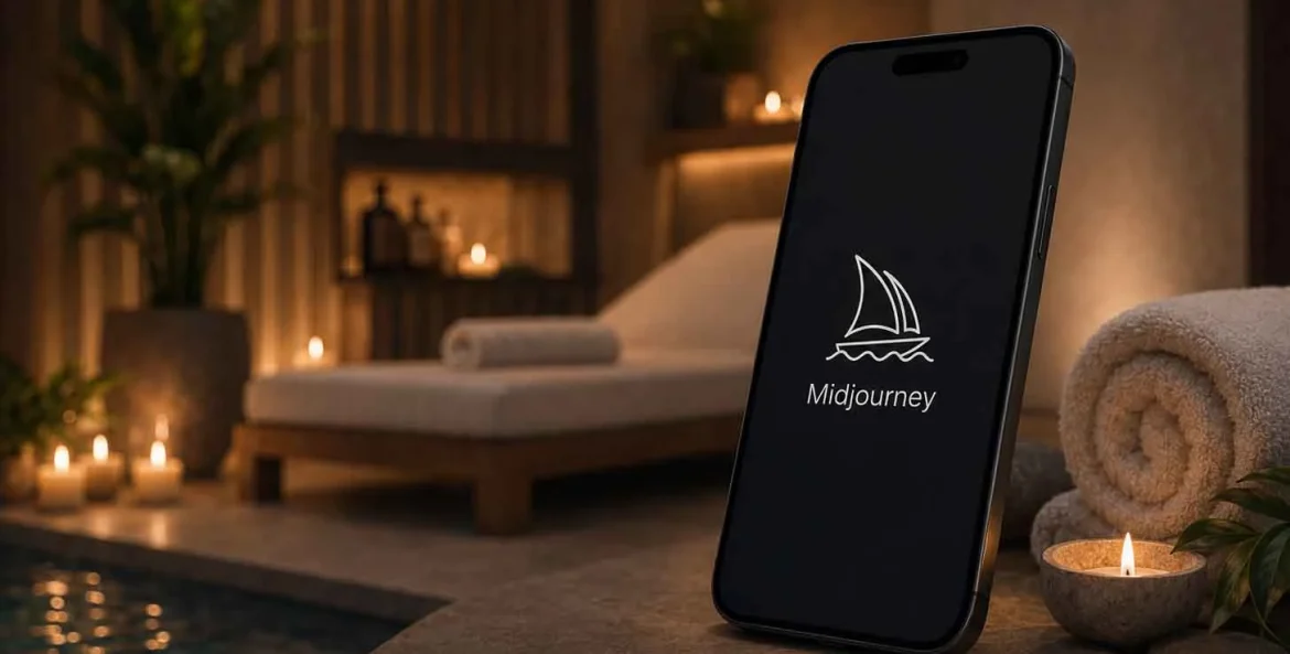 Celular mostrando o aplicativo midjourney aberto