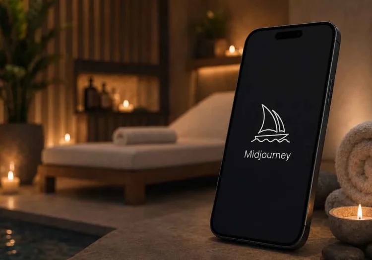 Celular mostrando o aplicativo midjourney aberto