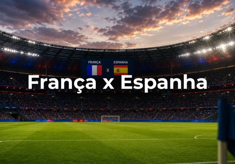 Estadio com as duas bandeiras França e Espanha