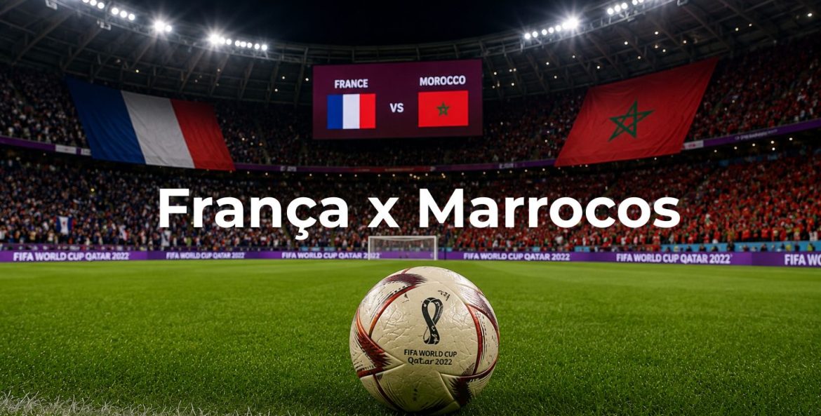 Bandeira das duas seleções França e Marrocos em campo