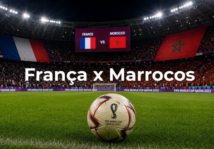 Bandeira das duas seleções França e Marrocos em campo