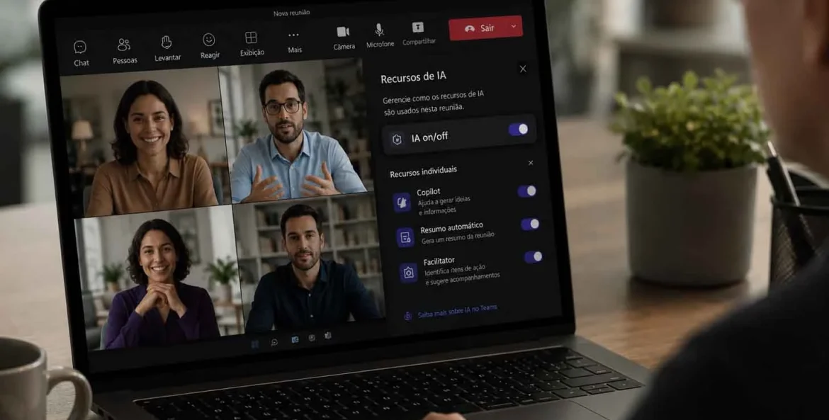 Notebook mostrando cameras dentro do Teams
