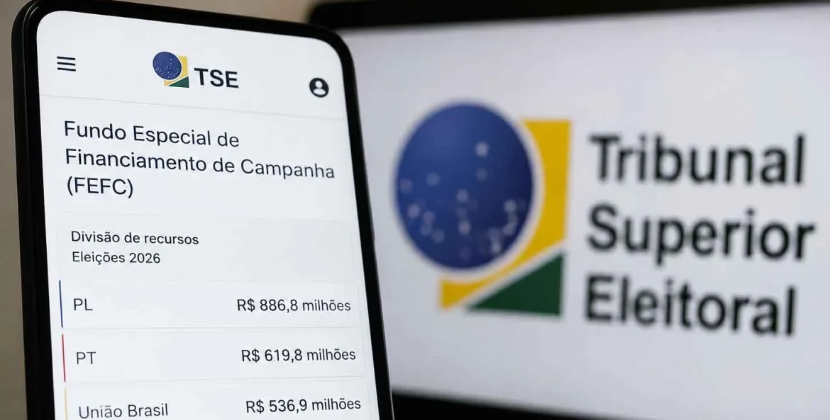 Logo do TSE aparecendo na tela do celular e computador