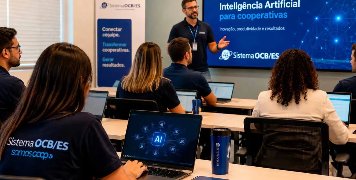 Professor mostrando como usar IA