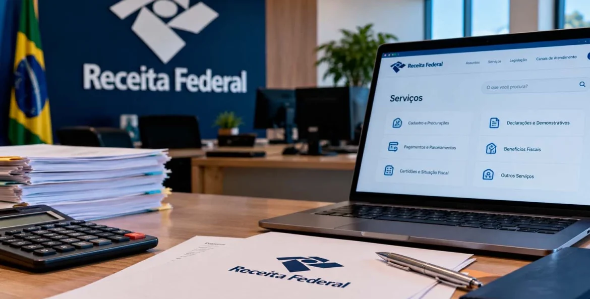 Notebook com site da receita federal aberto