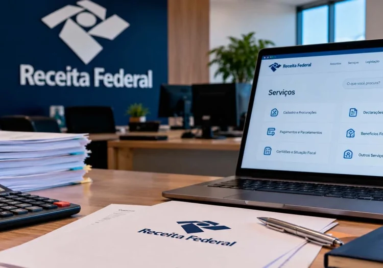 Notebook com site da receita federal aberto