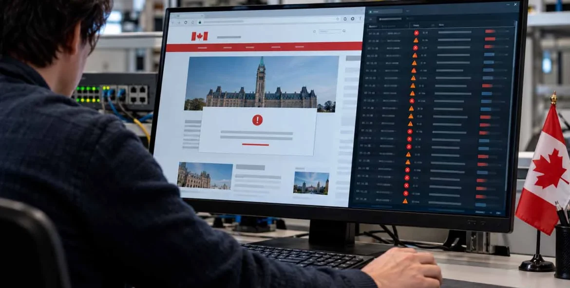 Homem acessando o site do governo do Canadá