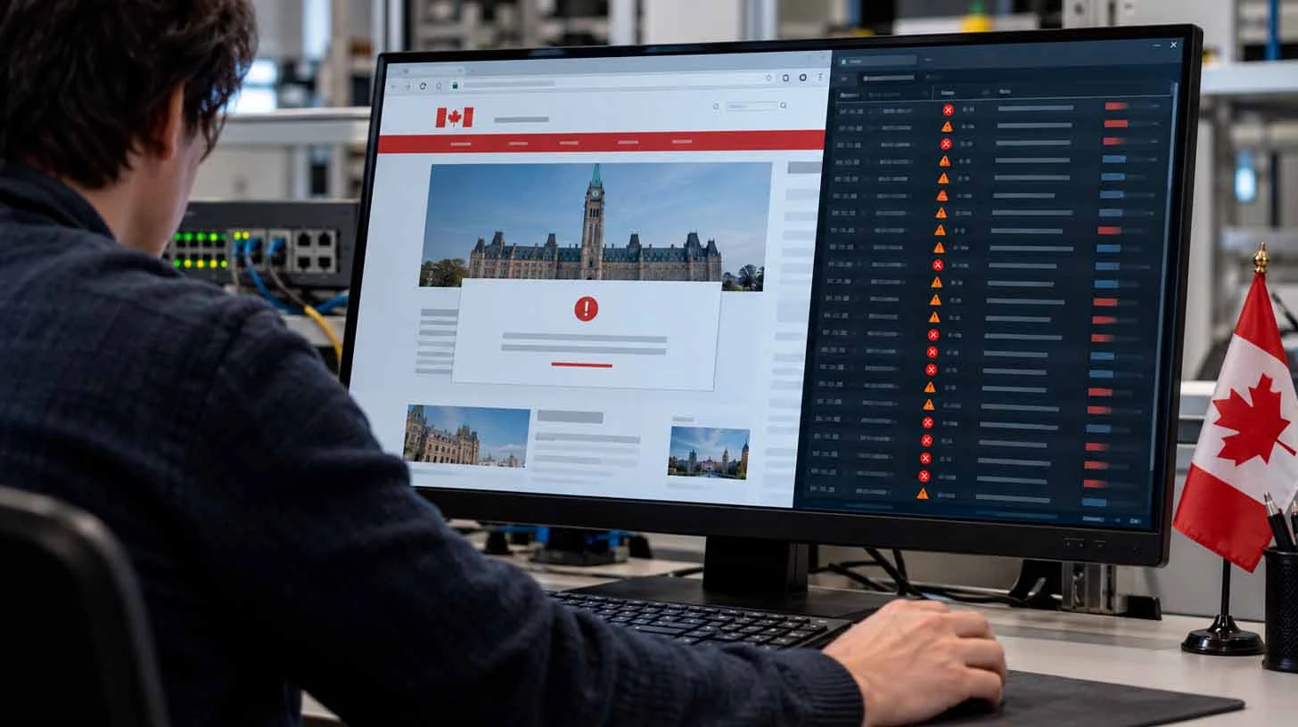 Homem acessando o site do governo do Canadá